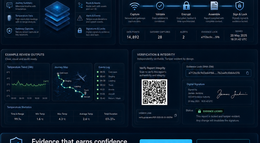 Report components, evidence pipeline, review outputs and verification panel