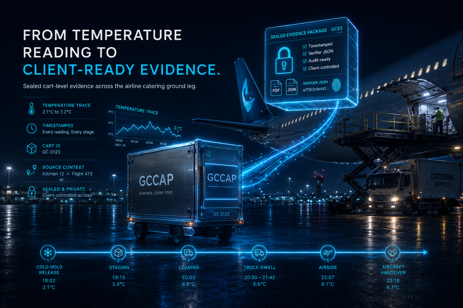 Locked GCCAP evidence report preview with journey summary and signature